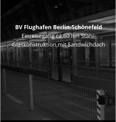BV Flughafen Berlin-Schnefeld Einreisegang ca.60 lfm Stahl-Glaskonstruktion mit Sandwichdach
